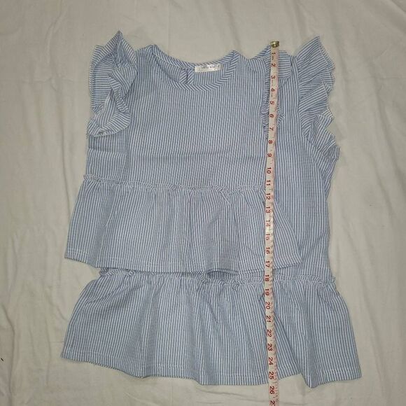 Matchables by Sunshine Swing | Blue Stripe Ruffle-Sleeve Top Mommy and Me Set - Picture 5 of 6
